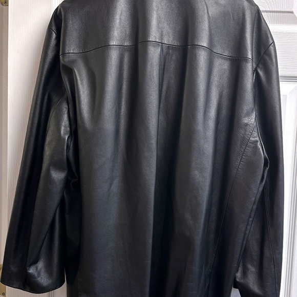 Vintage SHANGHAI TANG Men's/Unisex US 46 Black Leather Jacket Coat EXCELLENT - Picture 9 of 14
